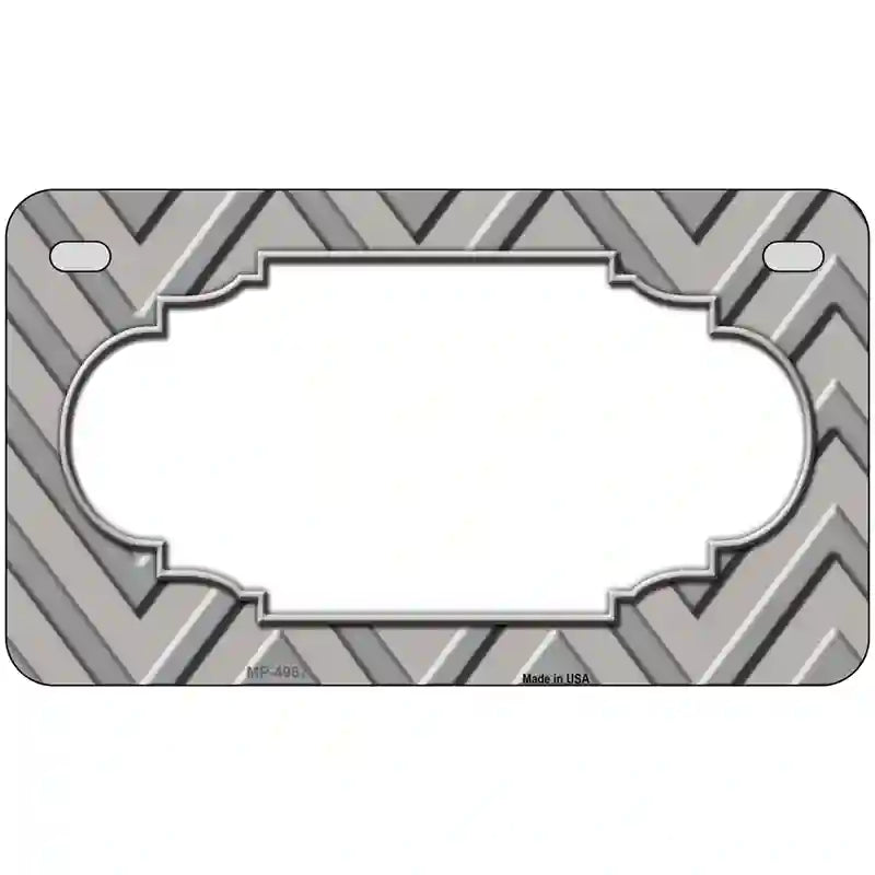 Grey Light Grey Scallop Chevron Metal Novelty License Plate 7" x 4" (MP)