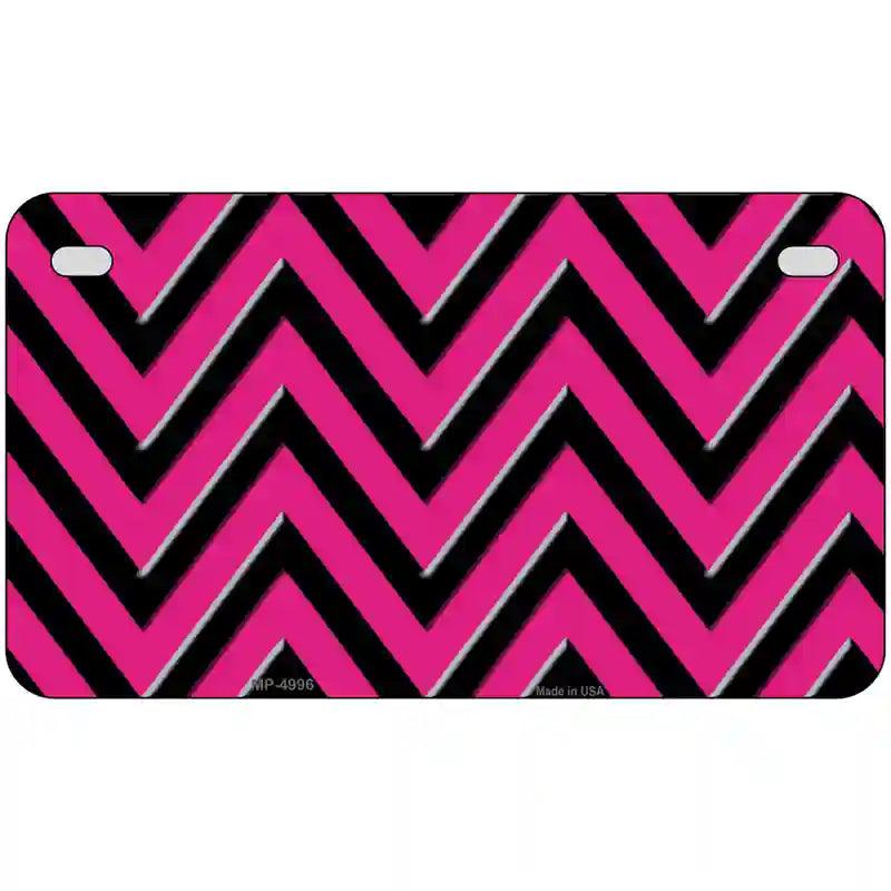 Pink Black Chevron Metal Novelty License Plate 7" x 4" (MP)