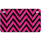 Pink Black Chevron Metal Novelty License Plate 7" x 4" (MP)