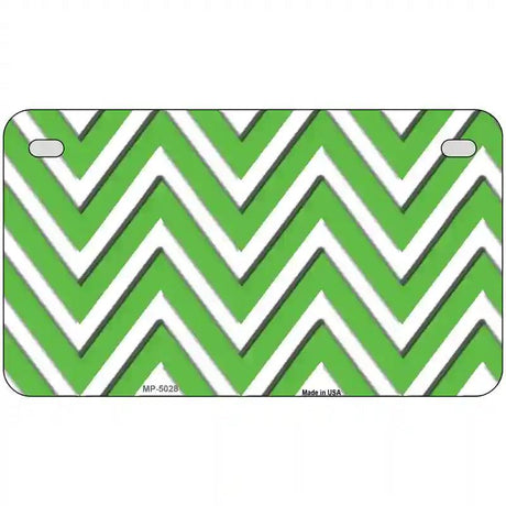 Kelly Green White Chevron Metal Novelty License Plate 7" x 4" (MP)