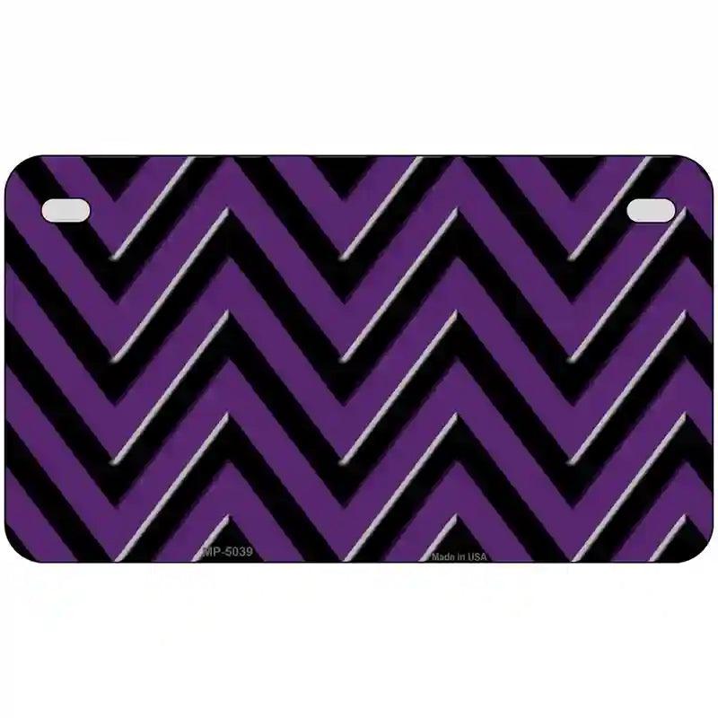 Purple Black Chevron Metal Novelty License Plate 7" x 4" (MP)