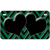 Green Black Chevon Hearts Metal Novelty License Plate 7" x 4" (MP)