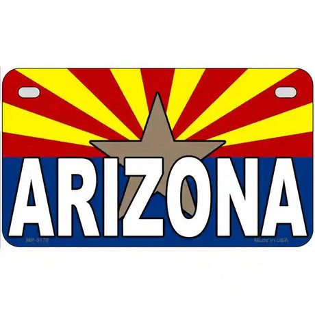 Arizona Flag White Arizona Metal Novelty License Plate Sign 7" x 4" (MP)