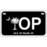 IOP Isle of Palms Black Metal Novelty License Plate 7" x 4" (MP)
