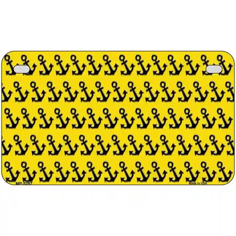 Yellow Black Anchor Metal Novelty License Plate 7" x 4" (MP)