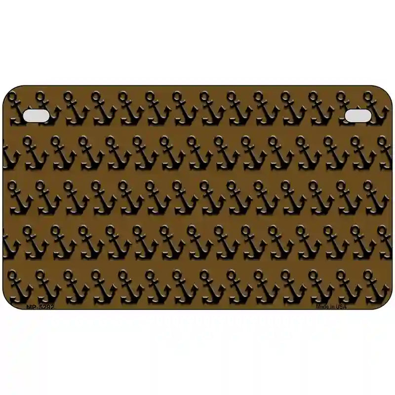 Brown Black Anchor Metal Novelty License Plate 7" x 4" (MP)