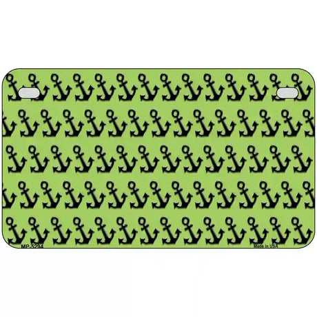 Lime Green Black Anchor Metal Novelty License Plate 7" x 4" (MP)