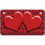 Red Black Anchor Red Heart Center Metal Novelty License Plate 7" x 4" (MP)
