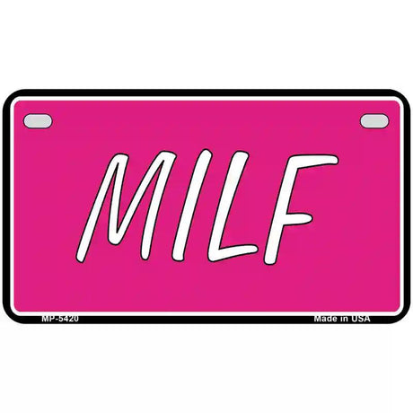 M.I.L.F Pink Metal Novelty License Plate 7" x 4" (MP)