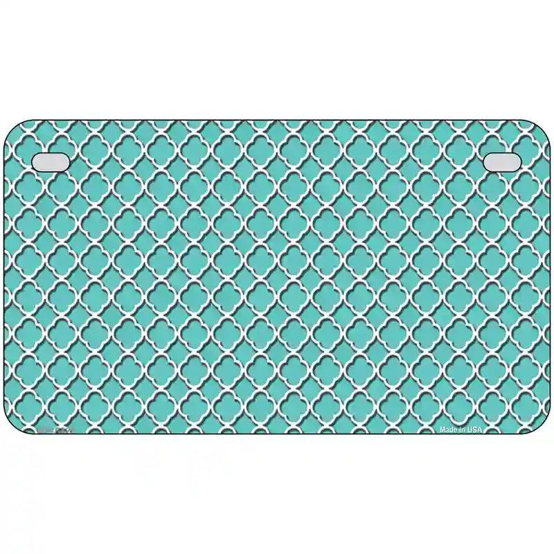 Tiffany Blue White Quatrefoil Metal Novelty License Plate 7" x 4" (MP)