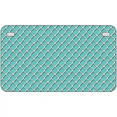 Tiffany Blue White Quatrefoil Metal Novelty License Plate 7" x 4" (MP)