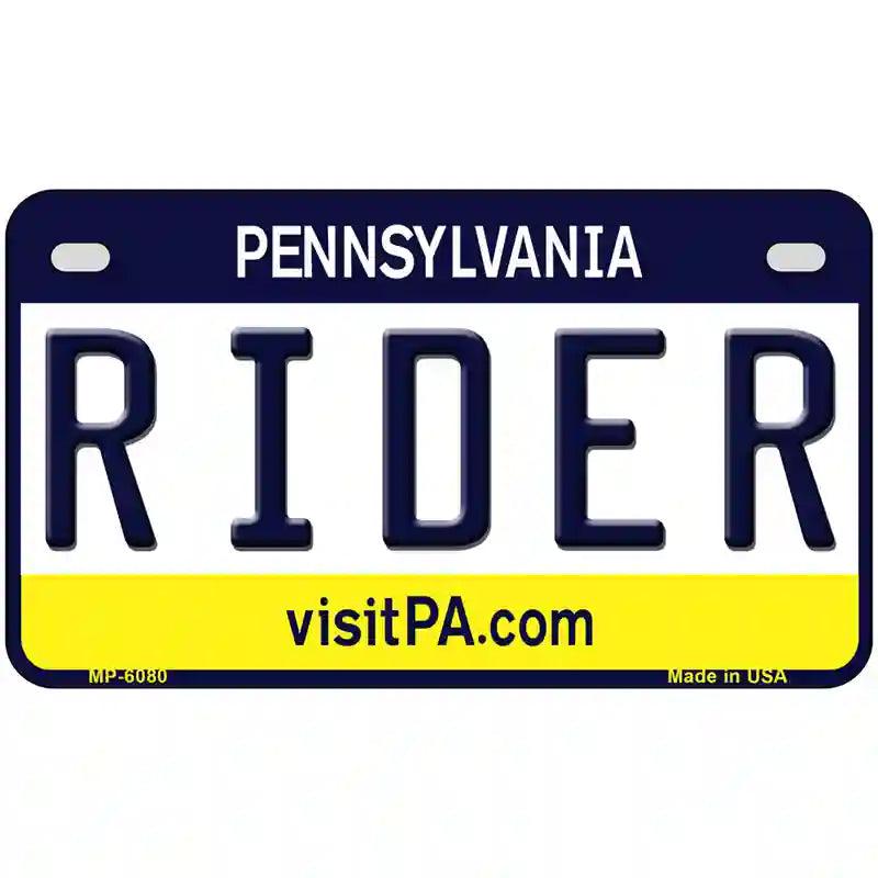Rider Pennsylvania State Novelty Metal License Plate 7" x 4" (MP)
