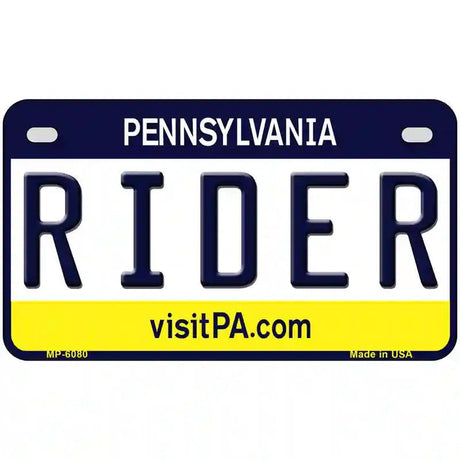Rider Pennsylvania State Novelty Metal License Plate 7" x 4" (MP)
