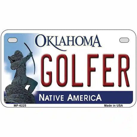 Golfer Oklahoma Novelty Metal License Plate 7" x 4" (MP)