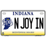 N Joy Indiana Novelty Metal License Plate 7" x 4" (MP)