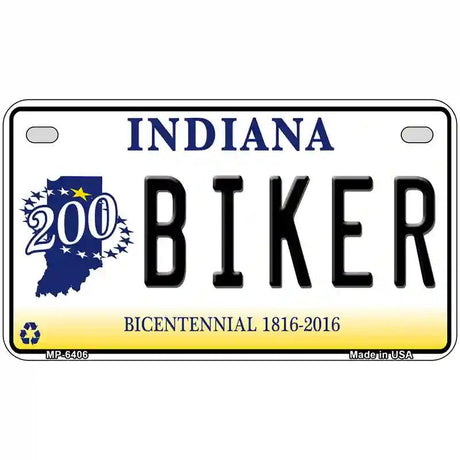 Biker Indiana Novelty Metal License Plate 7" x 4" (MP)