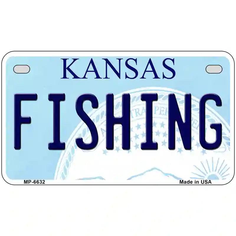 Fishing Kansas Novelty Metal License Plate 7" x 4" (MP)