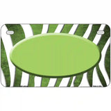 Lime Green White Zebra Oval Oil Rubbed Metal Novelty License Plate 7" x 4" (MP)