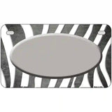 Gray White Zebra Oval Oil Rubbed Metal Novelty License Plate 7" x 4" (MP)