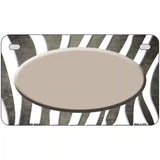 Tan White Zebra Oval Oil Rubbed Metal Novelty License Plate 7" x 4" (MP)