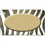 Gold White Zebra Oval Oil Rubbed Metal Novelty License Plate 7" x 4" (MP)