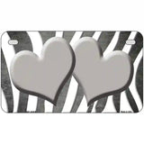 Gray White Zebra Hearts Oil Rubbed Metal Novelty License Plate 7" x 4" (MP)