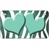 Mint White Zebra Hearts Oil Rubbed Metal Novelty License Plate 7" x 4" (MP)