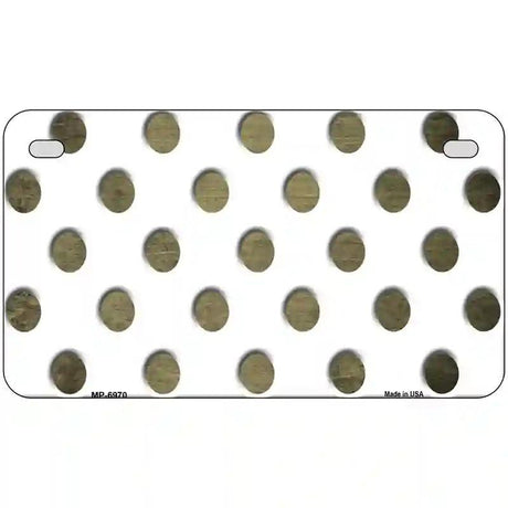 Gold White Dots Oil Rubbed Metal Novelty License Plate 7" x 4" (MP)