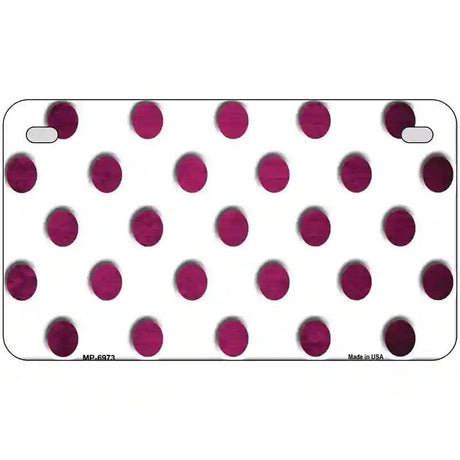 Pink White Dots Oil Rubbed Metal Novelty License Plate 7" x 4" (MP)