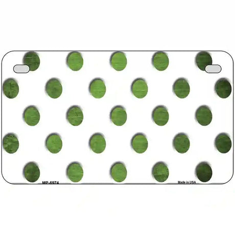 Lime Green White Dots Oil Rubbed Metal Novelty License Plate 7" x 4" (MP)