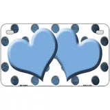 Light Blue White Dots Hearts Oil Rubbed Metal Novelty License Plate 7" x 4" (MP)