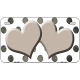 Tan White Dots Hearts Oil Rubbed Metal Novelty License Plate 7" x 4" (MP)