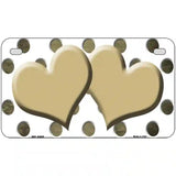 Gold White Dots Hearts Oil Rubbed Metal Novelty License Plate 7" x 4" (MP)