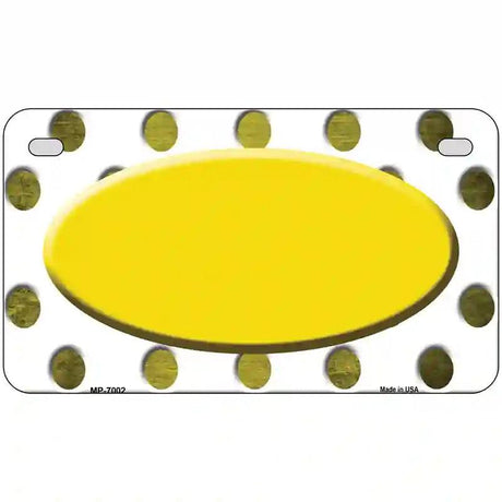 Yellow White Dots Oval Oil Rubbed Metal Novelty License Plate 7" x 4" (MP)