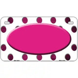 Pink White Dots Oval Oil Rubbed Metal Novelty License Plate 7" x 4" (MP)