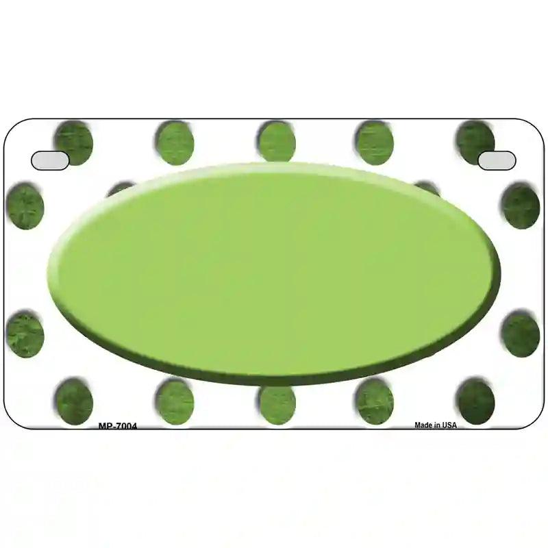 Lime Green White Dots Oval Oil Rubbed Metal Novelty License Plate 7" x 4" (MP)