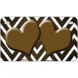 Brown White Hearts Chevron Oil Rubbed Metal Novelty License Plate 7" x 4" (MP)