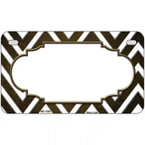 Brown White Chevron Scallop Oil Rubbed Metal Novelty License Plate 7" x 4" (MP)