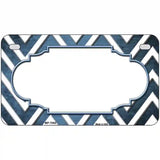 Light Blue White Chevron Scallop Oil Rubbed Metal Novelty License Plate 7" x 4" (MP)
