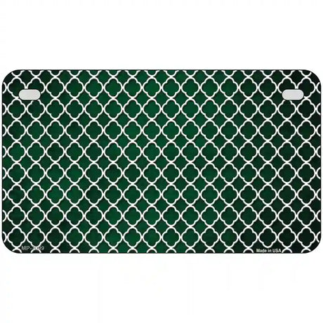 Green White Quatrefoil Oil Rubbed Metal Novelty License Plate 7" x 4" (MP)