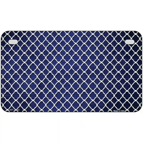 Blue White Quatrefoil Oil Rubbed Metal Novelty License Plate 7" x 4" (MP)