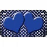 Blue White Quatrefoil Hearts Oil Rubbed Metal Novelty License Plate 7" x 4" (MP)
