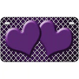 Purple White Quatrefoil Hearts Oil Rubbed Metal Novelty License Plate 7" x 4" (MP)