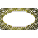 Yellow White Quatrefoil Scallop Oil Rubbed Metal Novelty License Plate 7" x 4" (MP)
