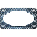 Light Blue White Quatrefoil Scallop Oil Rubbed Metal Novelty License Plate 7" x 4" (MP)