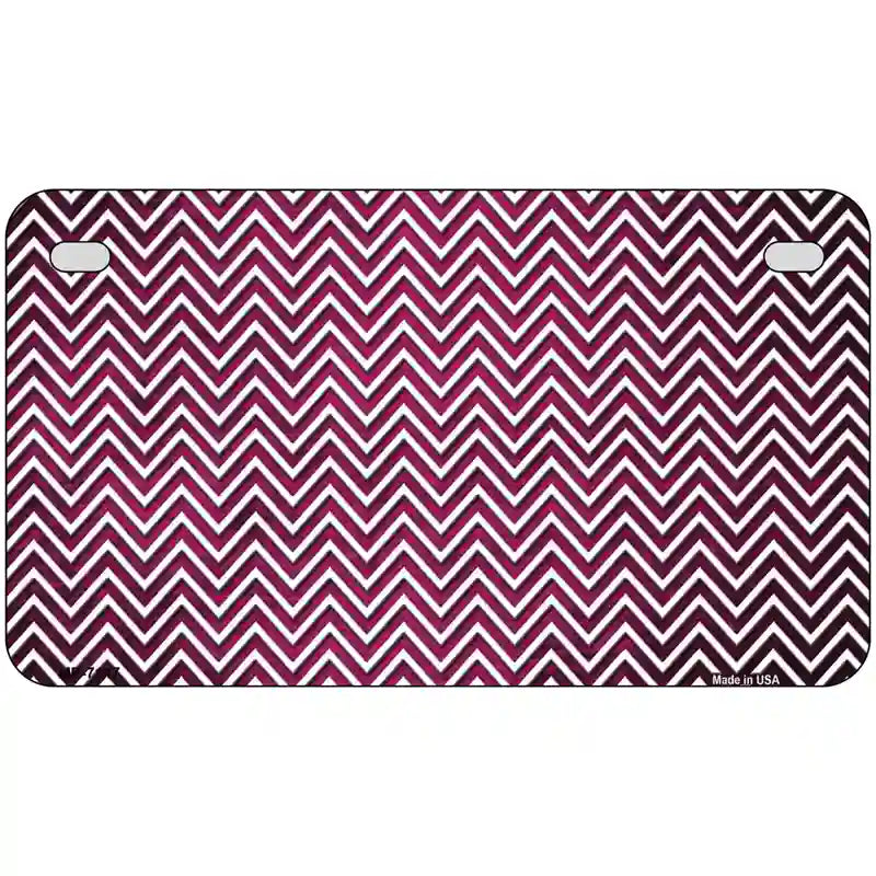 Pink White Small Chevron Oil Rubbed Metal Novelty License Plate 7" x 4" (MP)