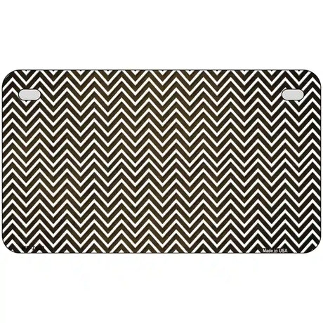Brown White Small Chevron Oil Rubbed Metal Novelty License Plate 7" x 4" (MP)