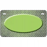 Lime Green White Small Chevron Oval Oil Rubbed Metal Novelty License Plate 7" x 4" (MP)