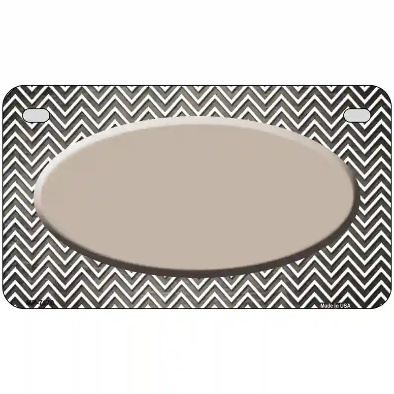Tan White Small Chevron Oval Oil Rubbed Metal Novelty License Plate 7" x 4" (MP)