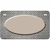 Tan White Small Chevron Oval Oil Rubbed Metal Novelty License Plate 7" x 4" (MP)